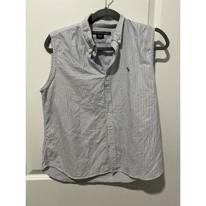 Ralph Lauren Blue and White Striped Button Down Shirt